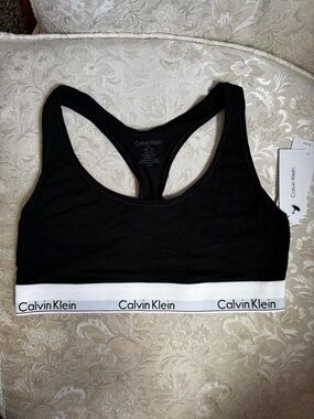 Calvin Klein Black Bralette with White Logo Band